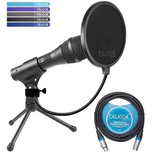  Audio Technica AT2005USB Dynamic Cardioid Microphone with USBXLR Outputs Bundle with Blucoil Pop Filter and 10-Ft XLR Cable
