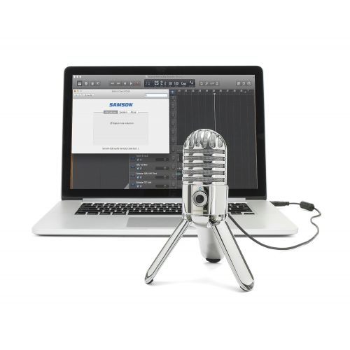  Samson Meteor Mic USB Cardioid Microphone with Mute Switch for Studio Recording (Chrome) BUNDLED WITH Blucoil Pop Filter AND 5-Pack of Cable Ties
