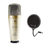 Behringer C-1U USB Condenser Microphone with Cardioid Polar Pattern Bundle with Blucoil Pop Filter Windscreen