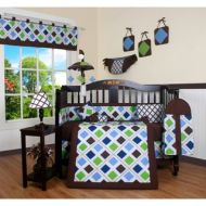 Blue Brown Diamond 13-piece Crib Bedding Set by Geenny