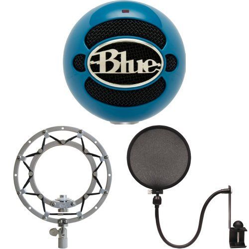  Blue Microphones Snowball (Electric Blue) - Shockmount and Pop Filter Bundle