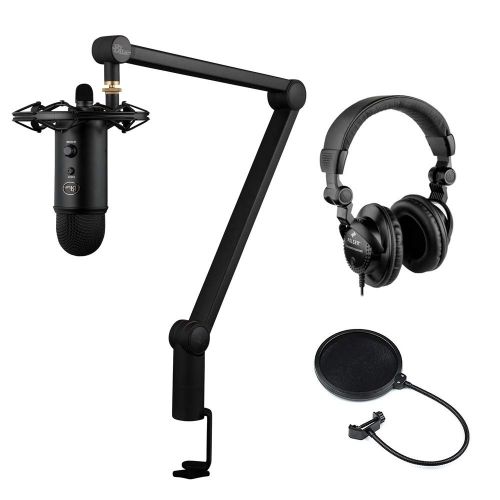  Blue Yeticaster Professional Broadcast Bundle with HPC-A30 Studio Monitor Headphones and Pop Filter Kit