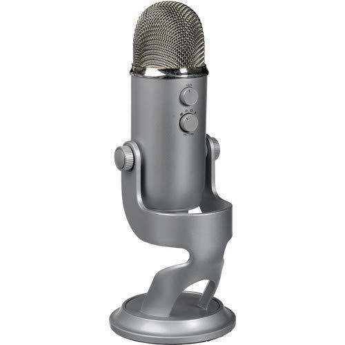  Blue Yeti USB Microphone (Silver) with BAI-2U Two-Section Broadcast Arm plus Internal Springs & USB Cable Bundle