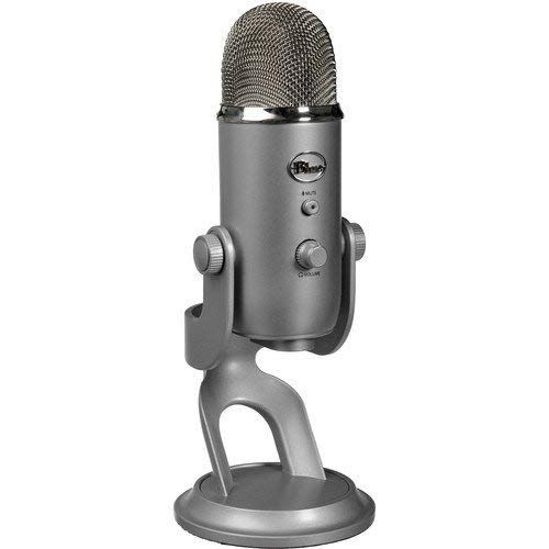  Blue Yeti USB Microphone (Silver) with BAI-2U Two-Section Broadcast Arm plus Internal Springs & USB Cable Bundle