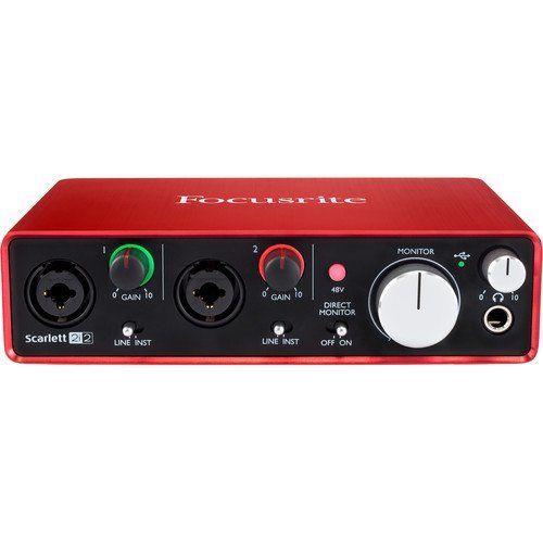  Blue Spark SL Large-Diaphragm Studio Condenser Microphone with Focusrite Scarlett 2i2 USB Audio Interface, Desktop Microphone Stand, Studio Headphones and XLR-XLR Cable