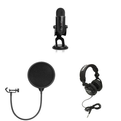  Blue Yeti USB Microphone - Blackout Edition - Studio Bundle