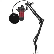 Blue Microphone Yeti USB Microphone (Satin Red) with Knox Shock Mount, Studio Stand and Pop Filter