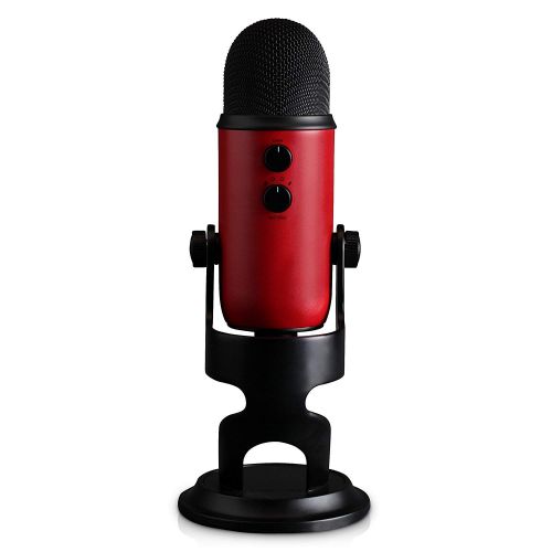  Blue Microphone Yeti USB Microphone (Satin Red) with Knox Shock Mount, Studio Stand and Pop Filter