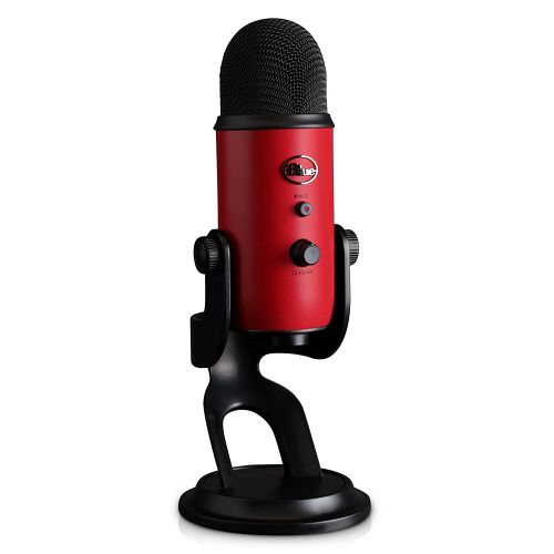  Blue Microphone Yeti USB Microphone (Satin Red) with Knox Shock Mount, Studio Stand and Pop Filter