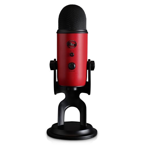  Blue Microphone Yeti USB Microphone (Satin Red) with Knox Shock Mount, Studio Stand and Pop Filter