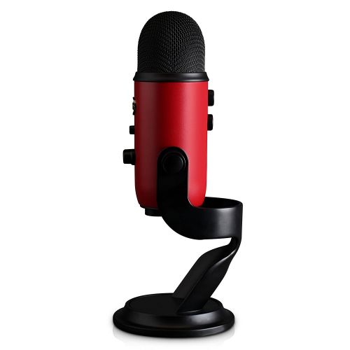  Blue Microphone Yeti USB Microphone (Satin Red) with Knox Shock Mount, Studio Stand and Pop Filter