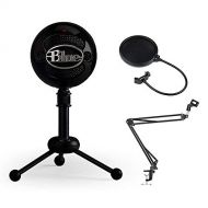 Blue Snowball Studio USB All-In-One Vocal Recording System with Adjustable Microphone Suspension Boom Scissor Arm Stand & Pop Filter Bundle
