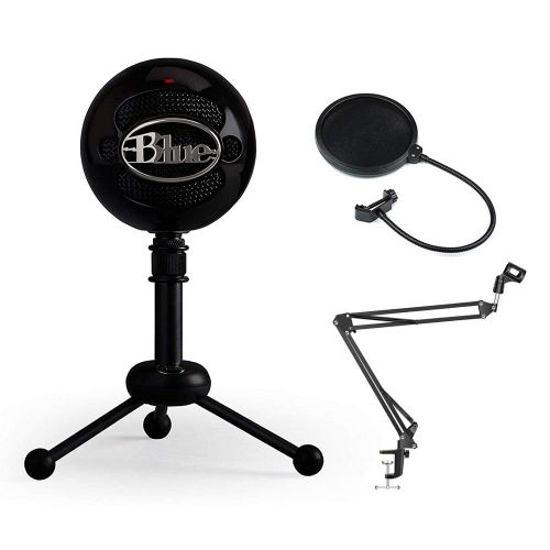  Blue Snowball Studio USB All-In-One Vocal Recording System with Adjustable Microphone Suspension Boom Scissor Arm Stand & Pop Filter Bundle