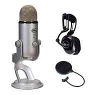 Blue Yeti Studio USB Microphone Professional Recording System with Lola Over-Ear Isolation Headphones & Pop Filter Bundle