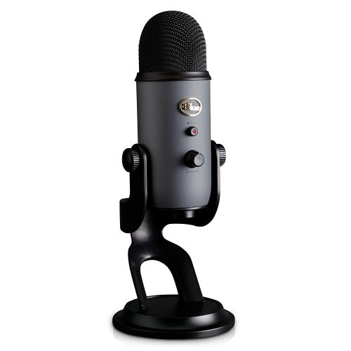  Blue Microphone Yeti Slate USB Microphone with Compass Boom Arm, Radius III Shockmount, Knox Pop Filter and Headphones