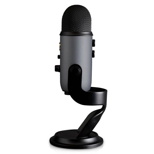  Blue Microphone Yeti Slate USB Microphone with Compass Boom Arm, Radius III Shockmount, Knox Pop Filter and Headphones