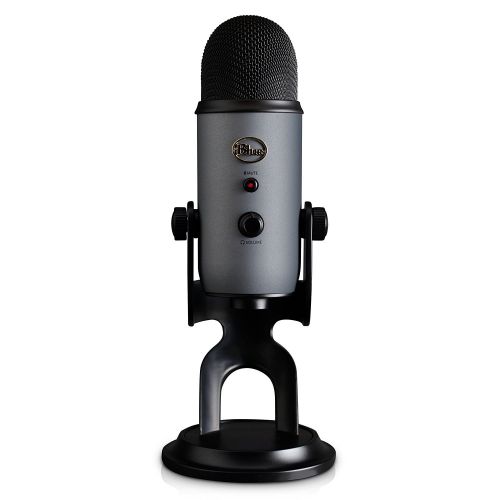  Blue Microphone Yeti Slate USB Microphone with Compass Boom Arm, Radius III Shockmount, Knox Pop Filter and Headphones