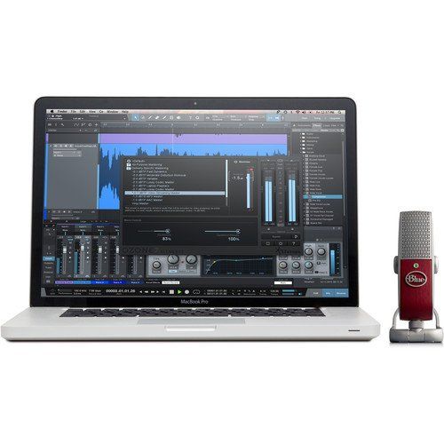  Blue Raspberry Studio Portable USB & Lightning Microphone with Recording Software and Studio Headphones Bundle