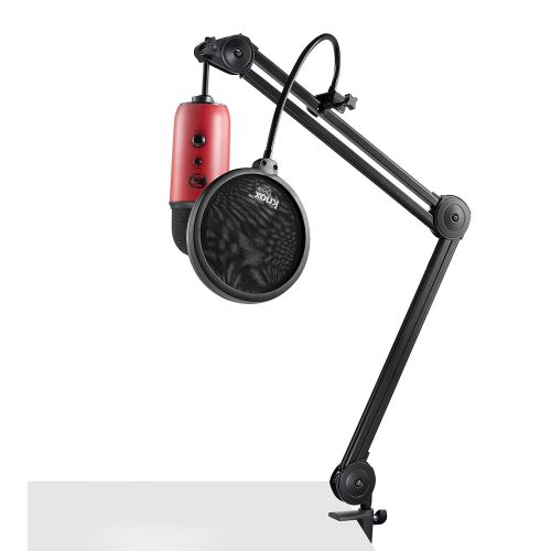  Blue Microphones Yeti Red USB Microphone with Knox Studio Arm and Pop Filter