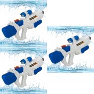 Blue Block Factory 3-Pack: Ultra Water Blaster Pump Action Water Gun Toy (White) Double Barrel, High Pressure 32 ft Range, 1200cc Large Capacity - for Beach, Swimming Pool, Party,