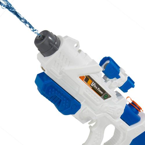  Blue Block Factory 3-Pack: Ultra Water Blaster Pump Action Water Gun Toy (White) Double Barrel, High Pressure 32 ft Range, 1200cc Large Capacity - for Beach, Swimming Pool, Party,