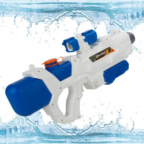  Blue Block Factory 3-Pack: Ultra Water Blaster Pump Action Water Gun Toy (White) Double Barrel, High Pressure 32 ft Range, 1200cc Large Capacity - for Beach, Swimming Pool, Party,