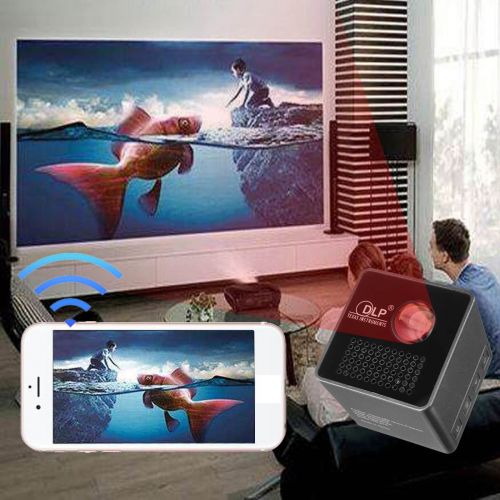  Blue Blue Rain Wifi 1080P HD P1 LED DLP Mini Projector Pocket Home Theater Multimedia USBTF