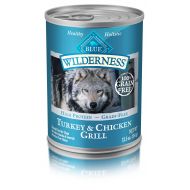 Blue Buffalo Wilderness High Protein Grain Free, Natural Adult Wet Dog Food, Turkey & Chicken Grill, 12.5 Ounce Can (Pack of 12)