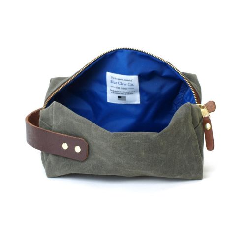  Blue Claw Co. DOPP Kit Toiletry Bag, Grooming Kit in Waxed Olive Canvas, Great for Travel