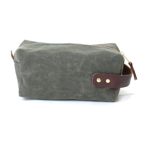  Blue Claw Co. DOPP Kit Toiletry Bag, Grooming Kit in Waxed Olive Canvas, Great for Travel