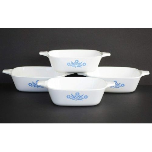  Blue Cornflower Vintage Corning Ware Cornflower Blue Individual Casseroles - P-41 - Set of 4