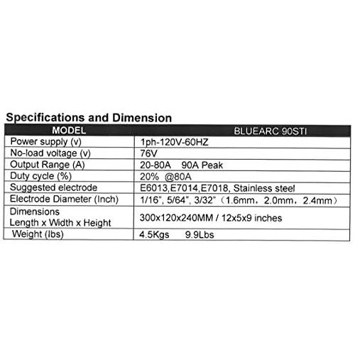  Blue Demon BLUEARC-90STI 90-Amp Inverter Style Stick and Tig Welding Machine