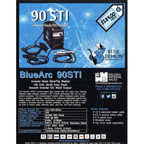 Blue Demon BLUEARC-90STI 90-Amp Inverter Style Stick and Tig Welding Machine