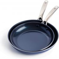 Blue Diamond Cookware Diamond Infused Ceramic Nonstick 9.5 and 11 Frying Pan Skillet Set, PFAS-Free, Dishwasher Safe, Oven Safe, Blue