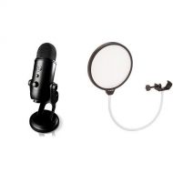 Blue Microphones Blue Yeti USB Microphone (Blackout) with Dragonpad USA Pop Filter