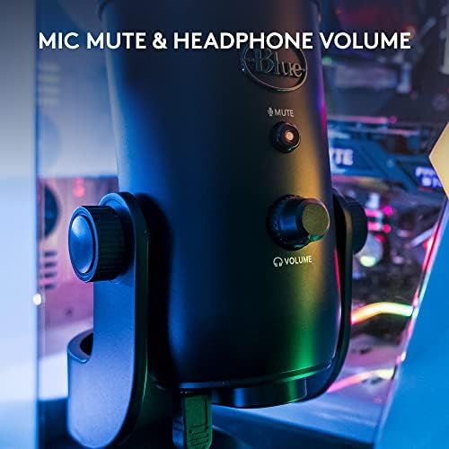  Blue Microphones Blue Yeti USB Mic for Recording and Streaming on PC and Mac, Blue VO!CE effects, 4 Pickup Patterns, Headphone Output and Volume Control, Mic Gain Control, Adjustable Stand, Plug an