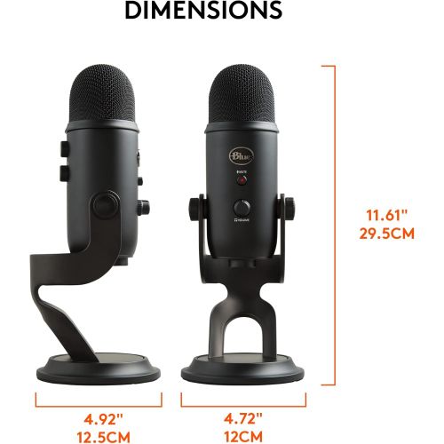  Blue Microphones Blue Yeti USB Mic for Recording and Streaming on PC and Mac, Blue VO!CE effects, 4 Pickup Patterns, Headphone Output and Volume Control, Mic Gain Control, Adjustable Stand, Plug an