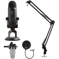 [아마존베스트]Blue Microphones Blue Yeti Microphone (Blackout) with Knox Boom Arm Stand, Pop Filter and Shock Mount Bundle