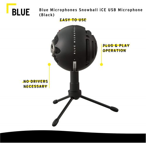  [아마존베스트]Blue Microphones Snowball iCE Microphone (Black) with Boom Scissor Arm and Pop Filter Bundle (3 Items)