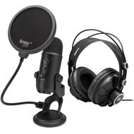 [아마존베스트]Blue Microphones Blue Yeti USB Microphone (Blackout) Bundle with Knox Gear Headphones and Pop Filter (3 Items)