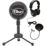 [아마존베스트]Blue Microphones Snowball Plug & Play USB Microphone Black Bundle with Pop Filter and Studio Headphones
