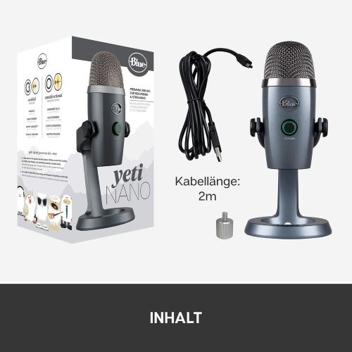  [아마존베스트]Blue Microphones Yeti Nano Professional USB Condenser Microphone with Multiple Recording Patterns and Latency Monitoring, for Recording and Streaming on PC and Mac, grey