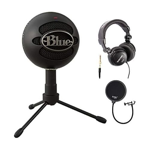  Blue Microphones Snowball iCE Condenser Microphone (Black) with Studio Headphones and Knox Pop Filter
