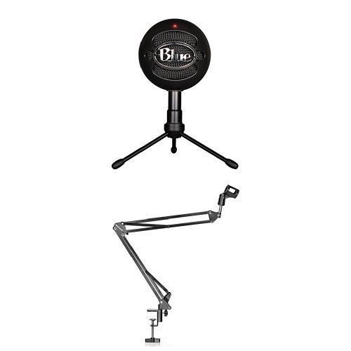  Blue Microphones Blue Snowball iCE Condenser Microphone, Cardioid - Black with NEEWER Microphone Suspension Boom Scissor Arm Stand