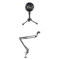 Blue Microphones Blue Snowball USB Microphone (Gloss Black) with NEEWER Microphone Suspension Boom Scissor Arm Stand