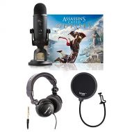 Blue Microphones Yeti Mic Blackout with Assassins Creed Odyssey PC Game, Studio Headphones & Knox Gear Pop Filter