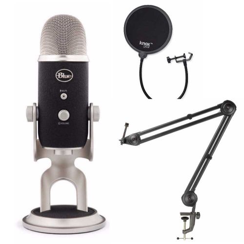  Blue Microphones Yeti Pro USB Microphone with Knox Suspension Boom Scissor Arm Stand and Pop Filter