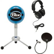 Blue Microphones Snowball Microphone (Neon Blue) w/Headphones & Knox Pop Filter