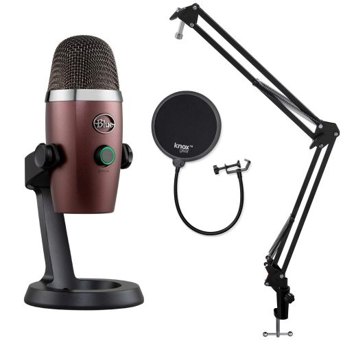  Blue Microphones Yeti Nano USB Microphone (Red Onyx) with Knox Gear Studio Stand and Pop Filter