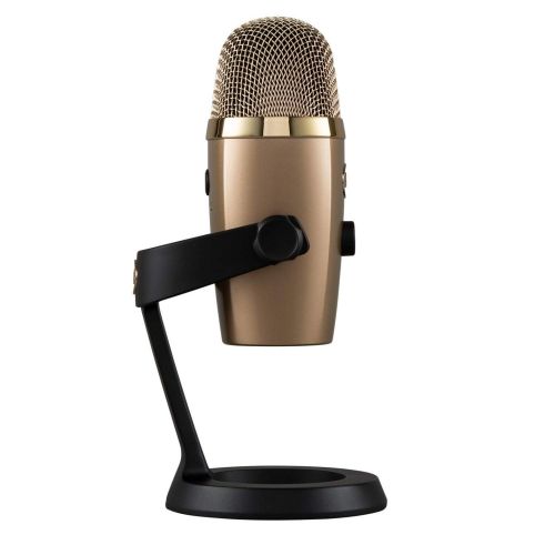  Blue Microphones Blue Yeti Nano Premium USB Microphone (Cubano Gold) with Tascam TH-03 Closed Back Over-Ear Headphones, Knox Gear Boom Scissor Arm and Pop Filter